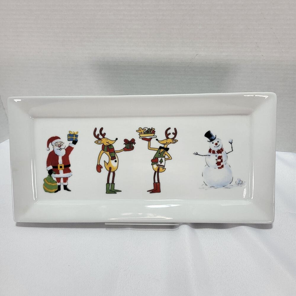Christmas Santa Reindeer Snowman Snack Platter Tray Ashley Cooper Holiday Magic